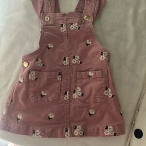 Pink Floral Corduroy Pinafore Dress for Kids